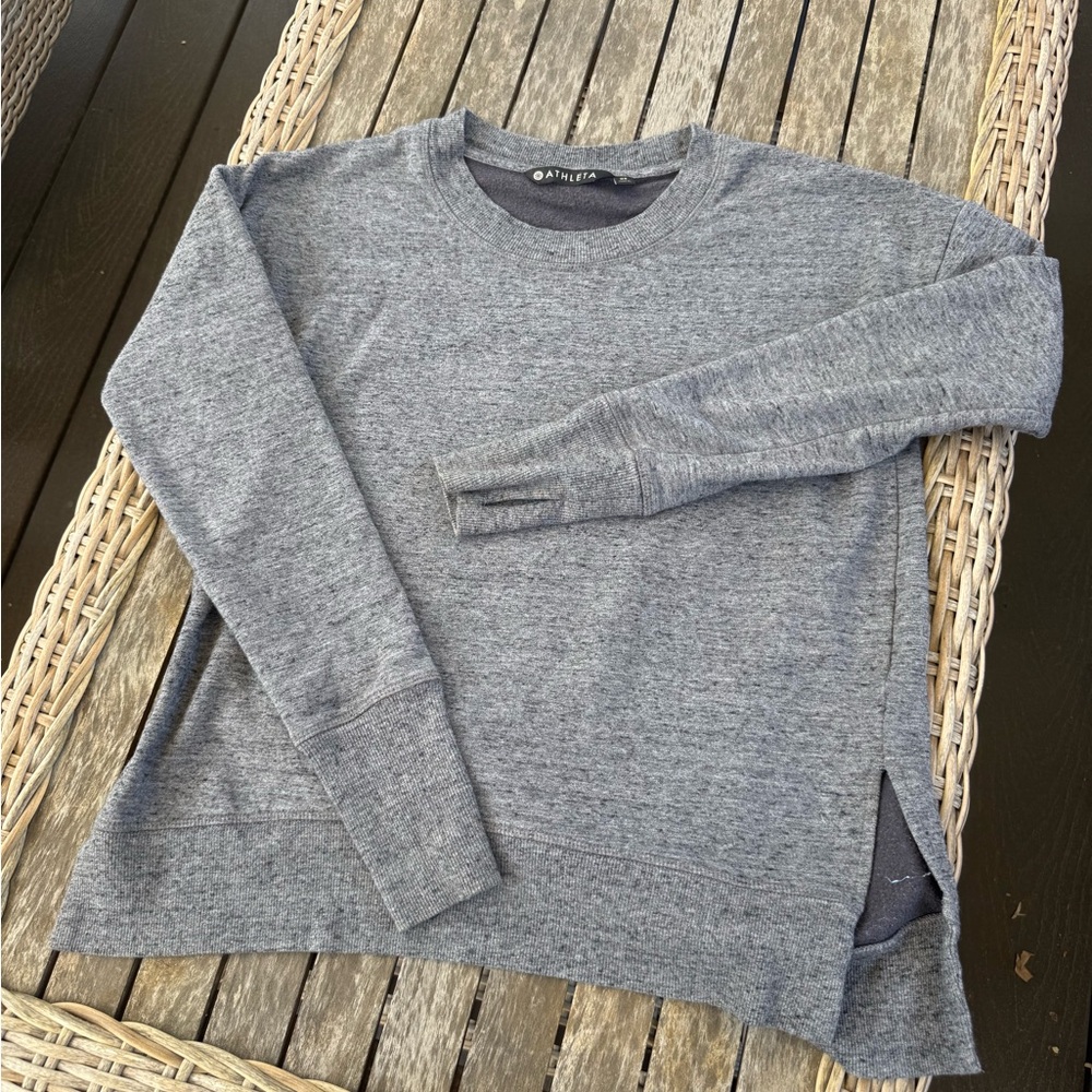 Athleta Heathered Gray Coastal Luxe Crewneck Sweatshirt